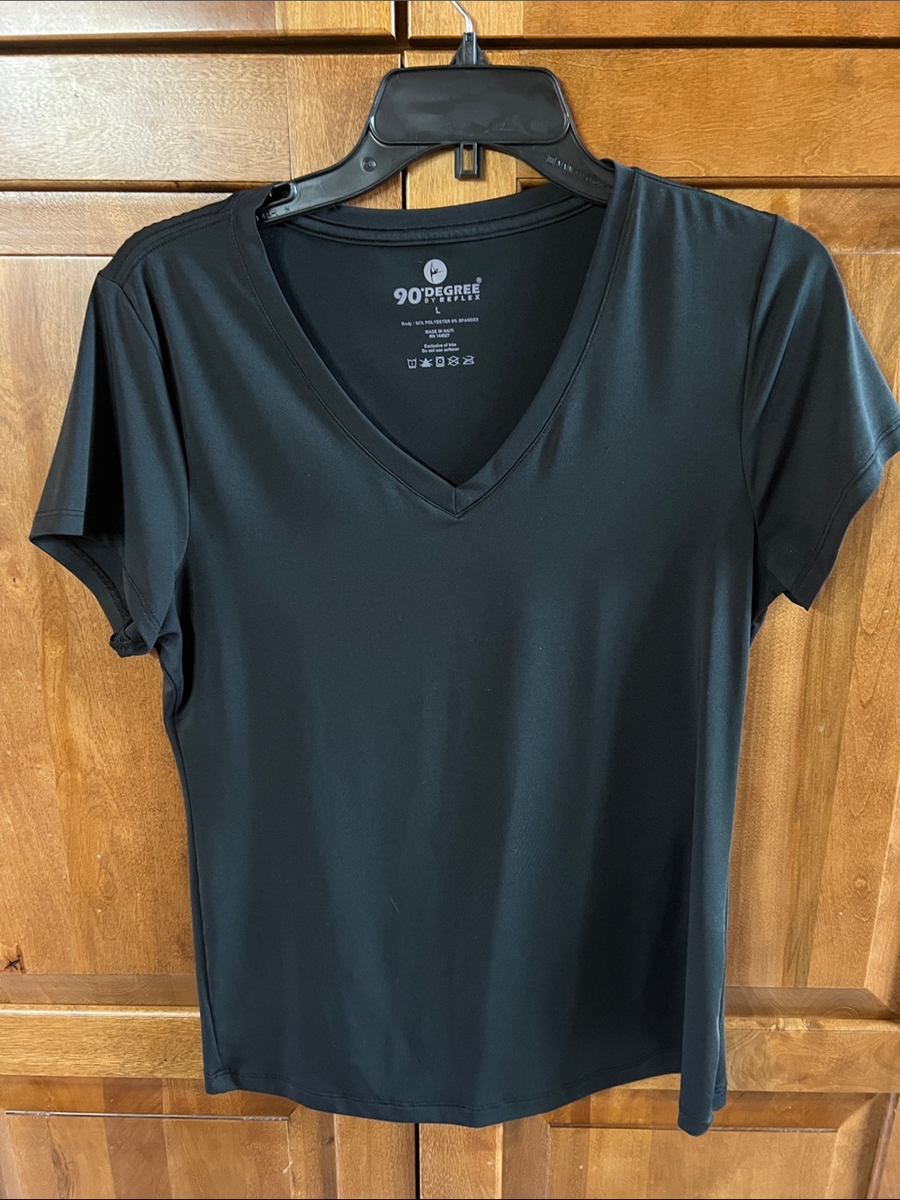 90 Degree By Reflex Black V-Neck Performance Tee
